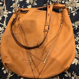 SOLD - Large Rebecca Minkoff Moto Bag Tan Gold EUC